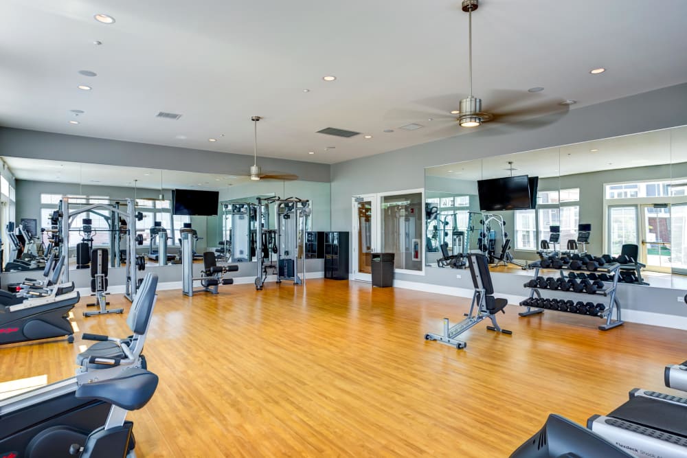 Well equipped fitness center at Northgate Crossing in Wheeling, Illinois