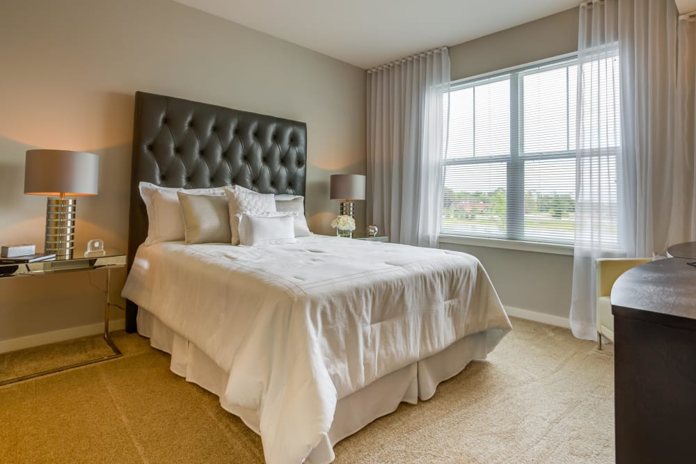 Main bedroom with a view at Northgate Crossing in Wheeling, Illinois