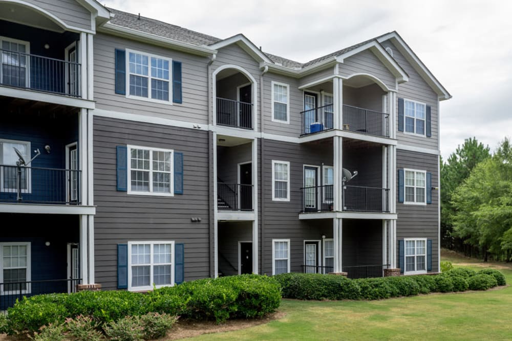 Exterior view of complex at Meadow Springs in College Park, Georgia
