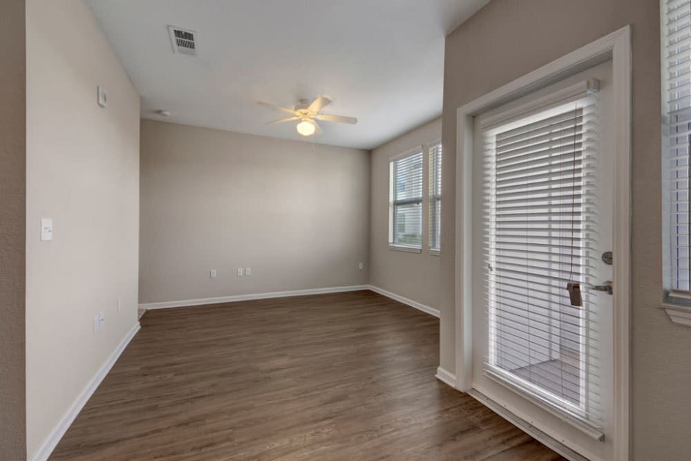 Spacious room with the door to outside at Linden on the GreeneWay in Orlando, Florida