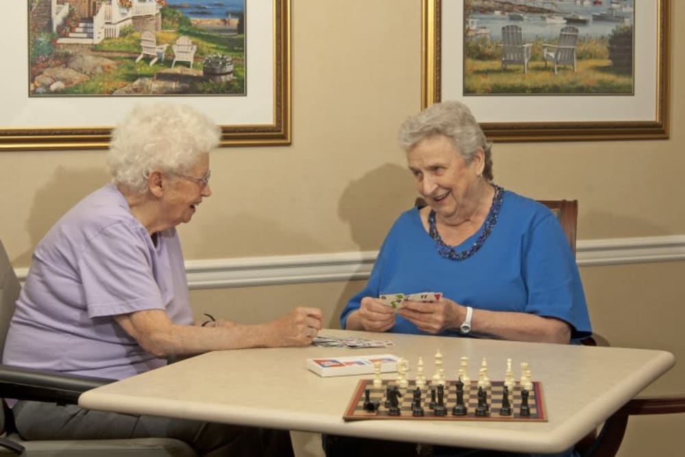 Residents playing a game at Patriots Glen in Bellevue, Washington. 