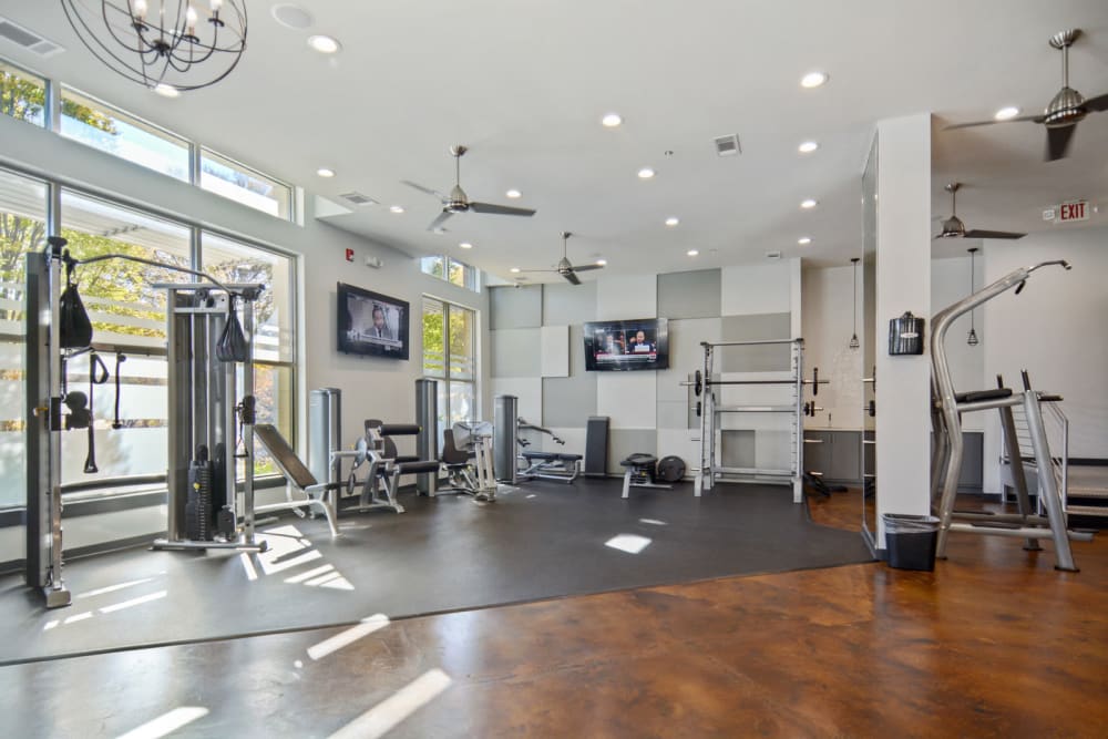 Well-equipped onsite fitness center at Ellington Midtown in Atlanta, Georgia