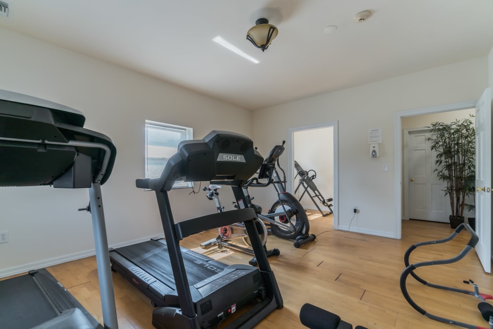 Fitness center for residents at Bunt Commons in Copiague, New York