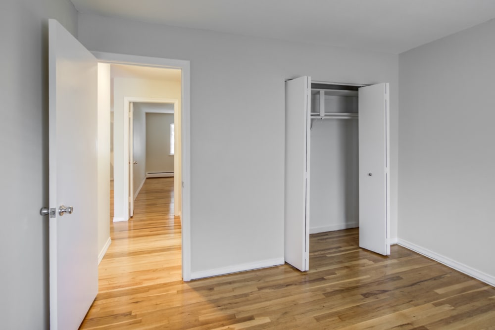 Bedroom and hallway at Summit and Birch Hill Apartments