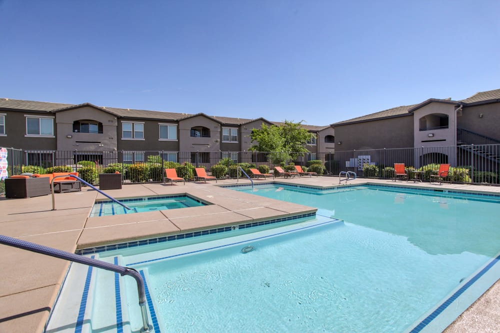 Swimming pool & hot tub at  Sonoma Palms Apartments in Las Vegas, NV
