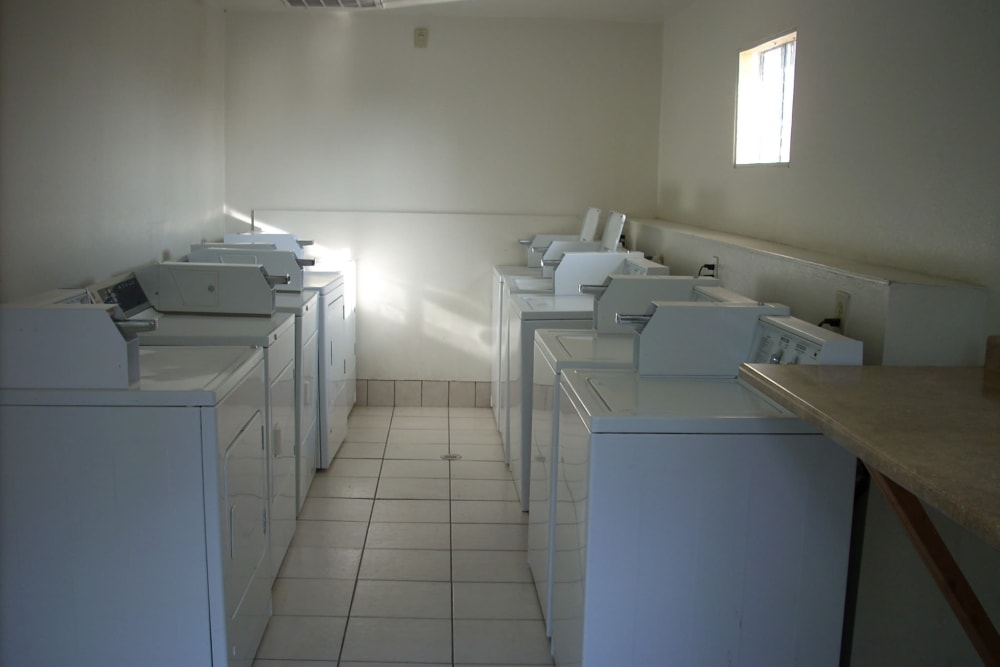 Laundry room at El Potrero Apartments in Bakersfield, California