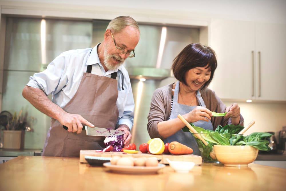 Residents having fun cooking at Ramsey Village Continuing Care in Des Moines, Iowa