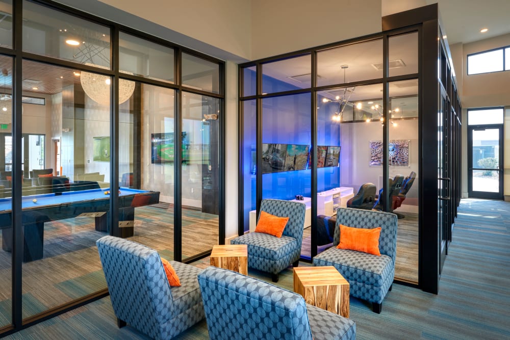 Resident lounge area at Strata Apartments in Denver, Colorado