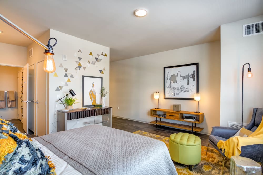 Bright, spacious bedroom at The Link Minneapolis in Minneapolis, Minnesota
