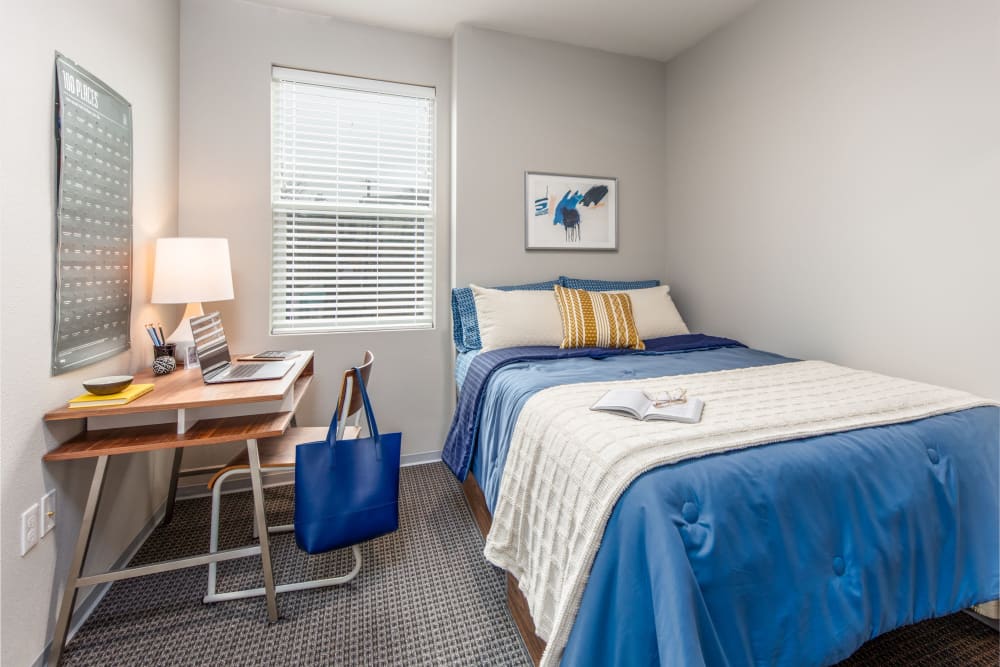 Spacious bedroom at evolve on Main in Pullman, Washington