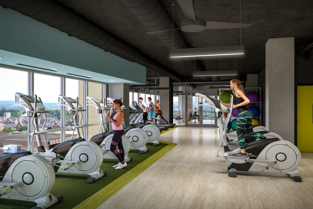 State-of-the-art fitness center at HERE State College in State College, Pennsylvania