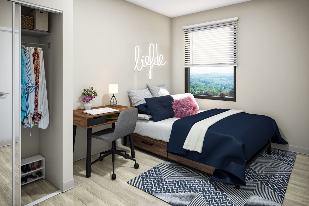 Spacious bedroom at HERE State College in State College, Pennsylvania