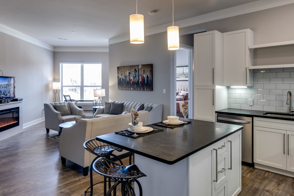 Kitchen and dining room at The Barton in Clayton, Missouri