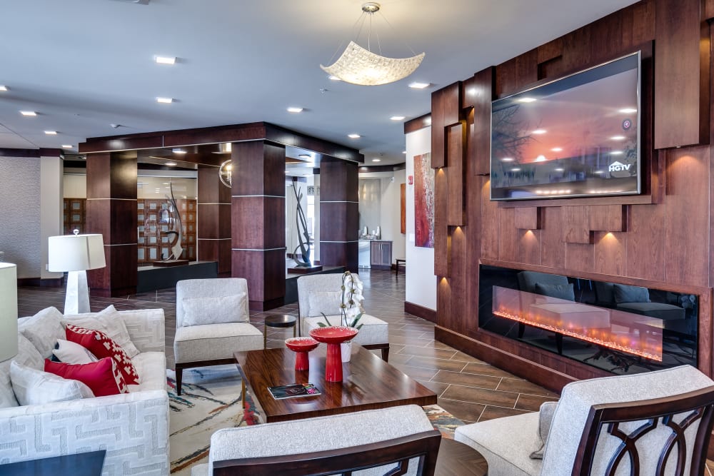 Clubhouse with TV at The Barton in Clayton, Missouri