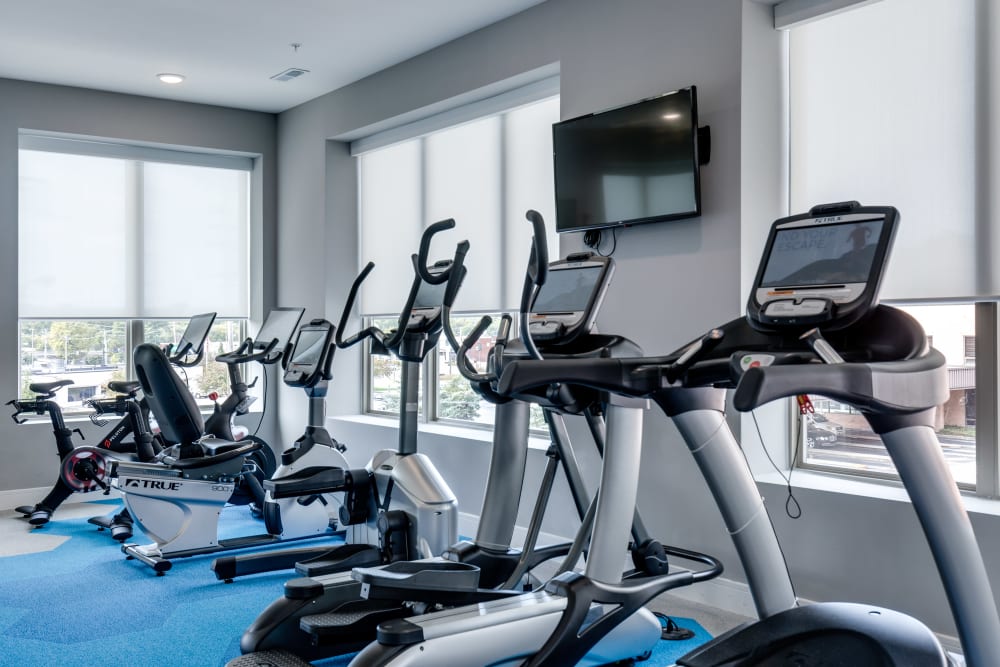 Luxury workout room at The Barton in Clayton, Missouri