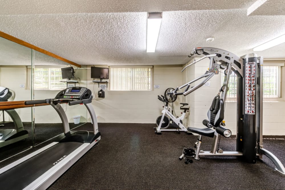 Exercise room at The Plaza, in Valley Village, CA