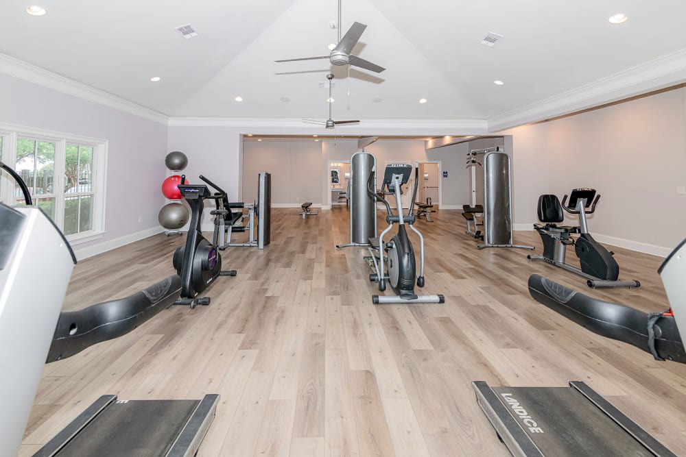 Plenty of individual workout station in the fitness Center at The Lyndon in Irving, Texas