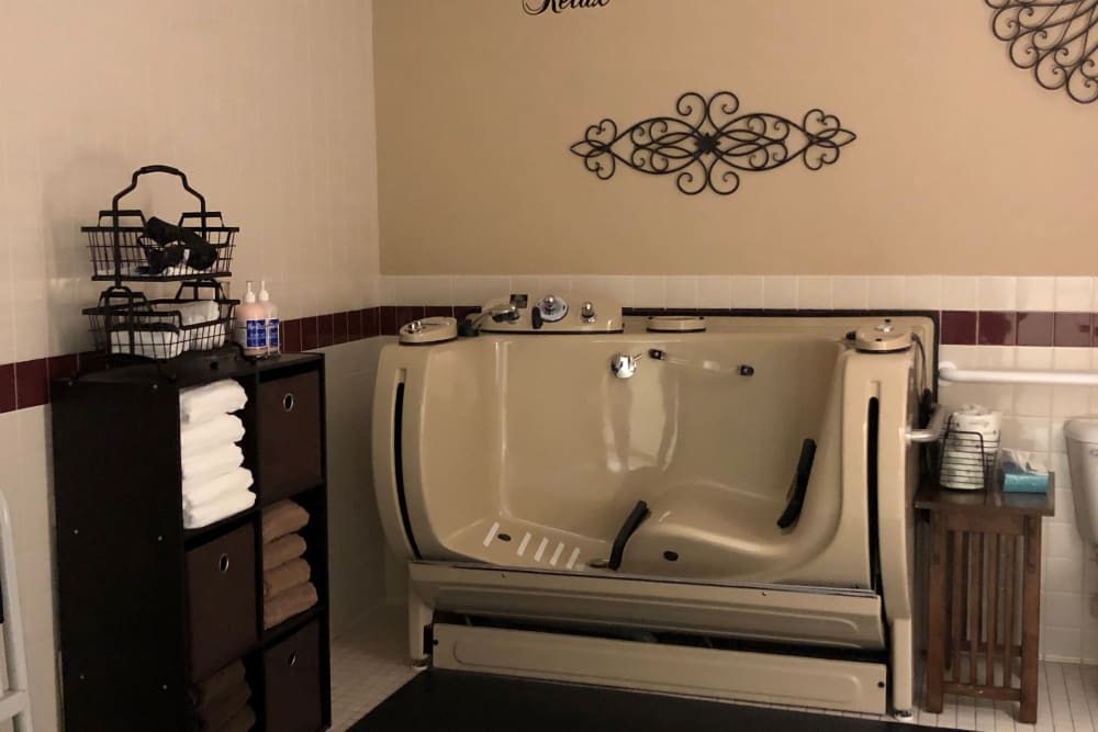 sitting-up spa bath for residents at Arlington Place Oelwein in Oelwein, Iowa