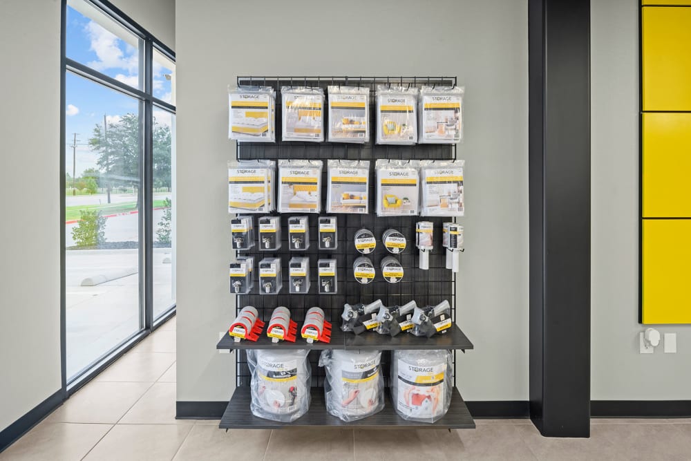 Supplies for sale at Storage 365 in Plano, Texas