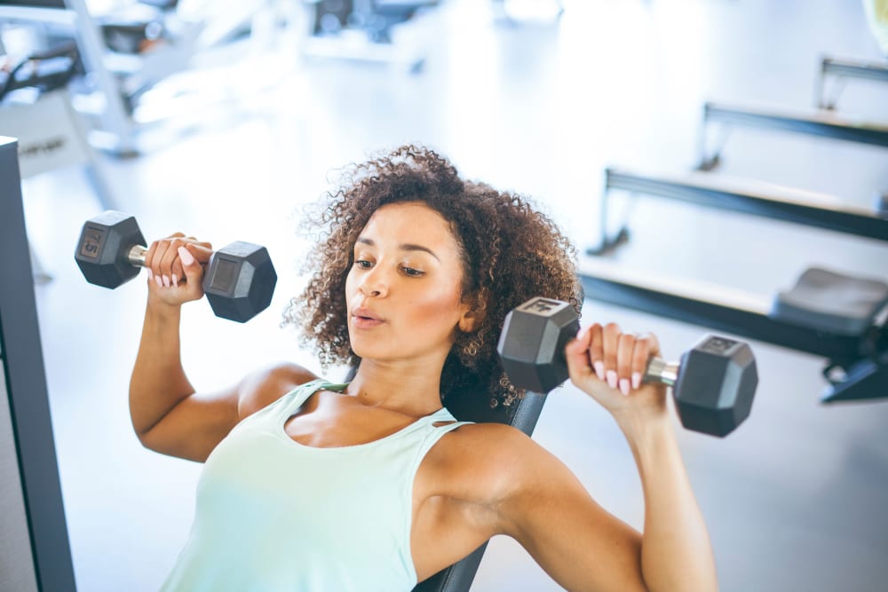 Reisdent working out at RISE at State College's fitness center in State College, Pennsylvania