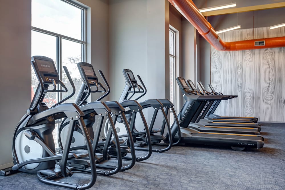 Fitness center at LATITUDE at River Landing in Coralville, Iowa
