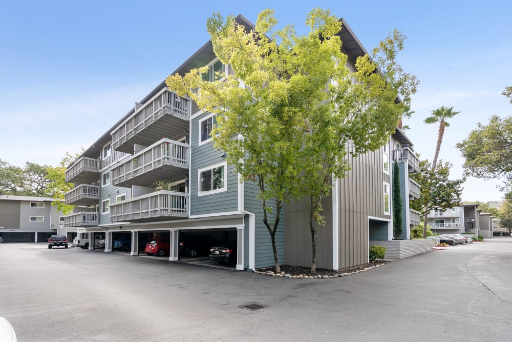 Covered garage parking at Regency Plaza Apartment Homes in Martinez, California