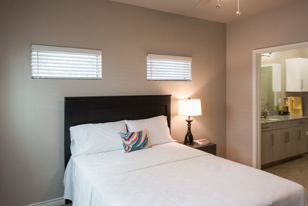 Bright, cozy bedroom at Texan 26 in Austin, Texas
