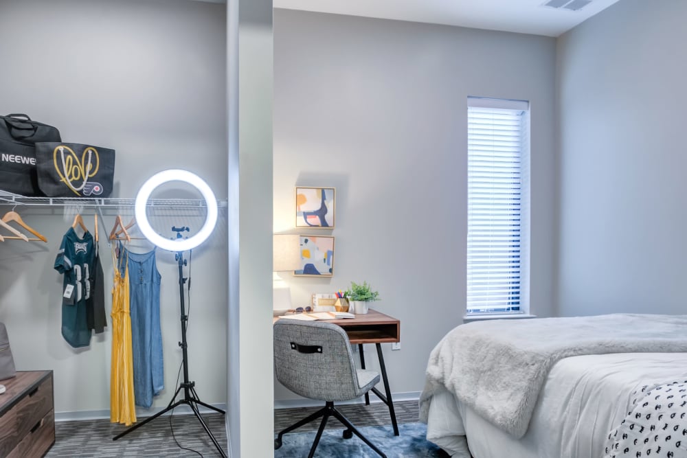 Spacious bedroom at The Link University City in Philadelphia, Pennsylvania