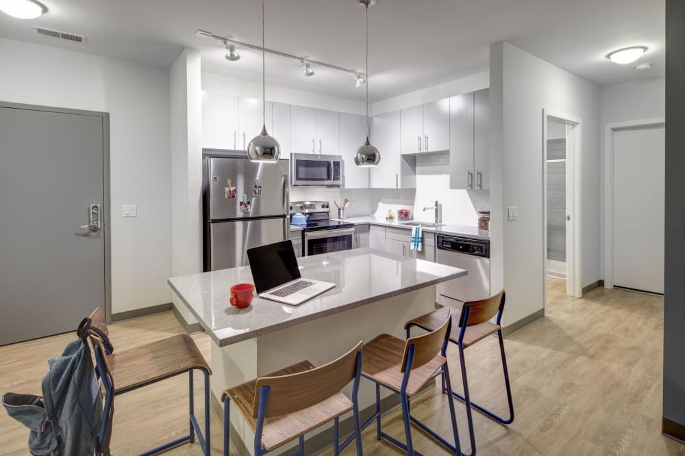 Fully equipped kitchen at West Quad in Champaign, Illinois