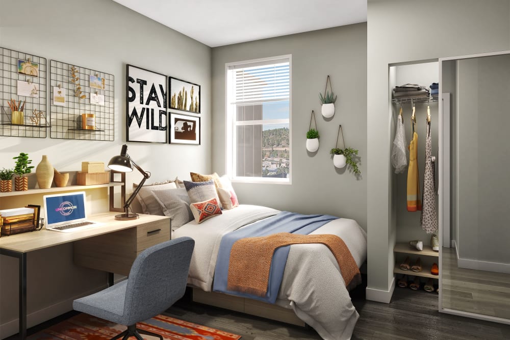 Bright bedroom at UNCOMMON Flagstaff in Flagstaff, Arizona