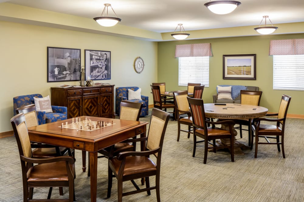 Senior activity room inside Edencrest at Siena Hills in Ankeny, Iowa