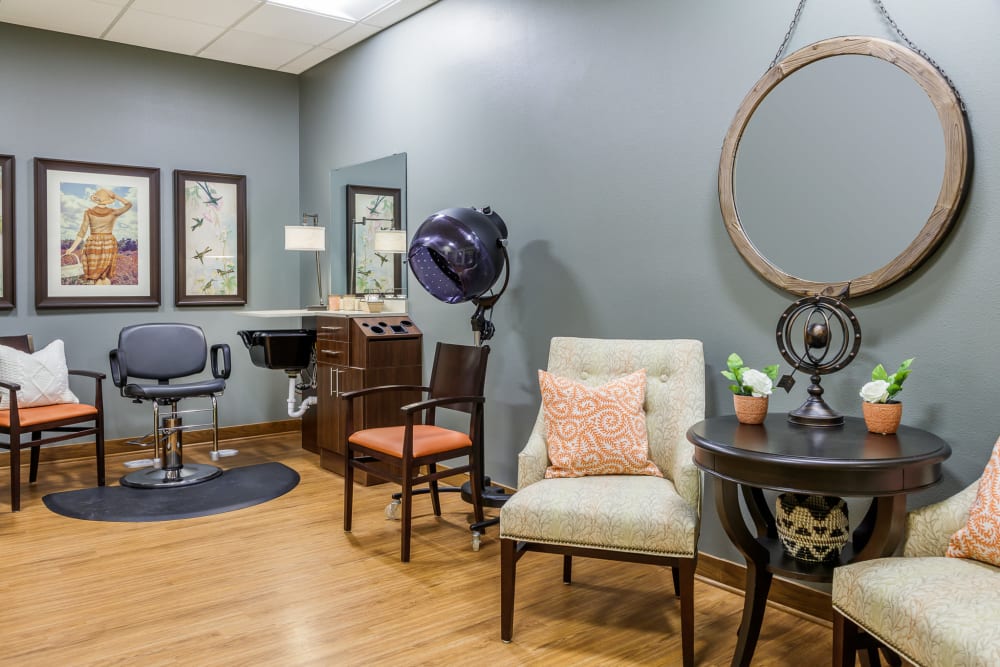 On-site hair salon at Edencrest at The Legacy in Norwalk, Iowa