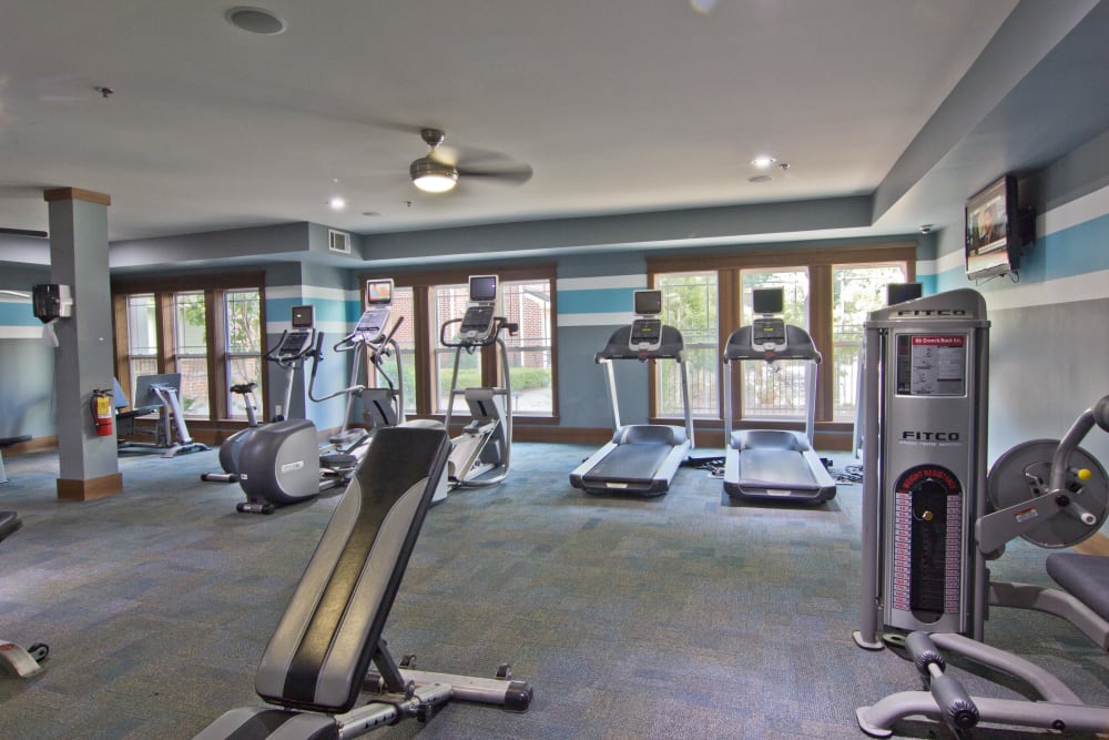 Well-equipped onsite fitness center at Atlas Lavista Hills in Atlanta, Georgia