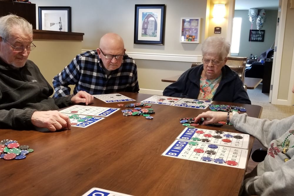 Residents playing Bingo at Emery Place in Robins, Iowa