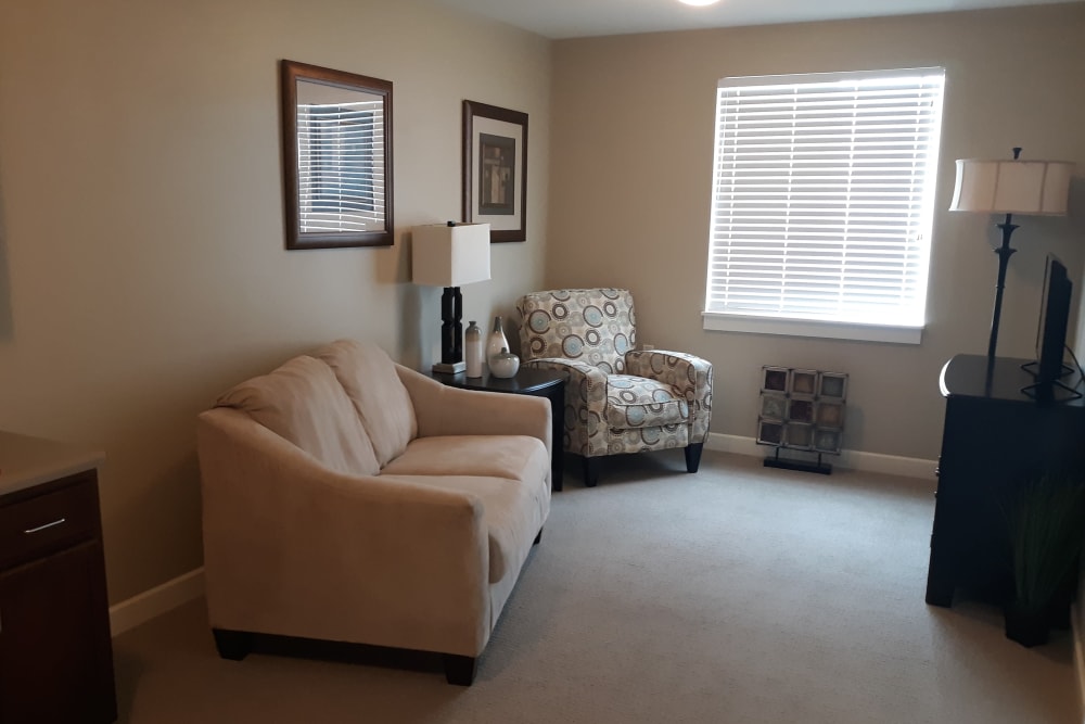 Open living room at Emery Place in Robins, Iowa
