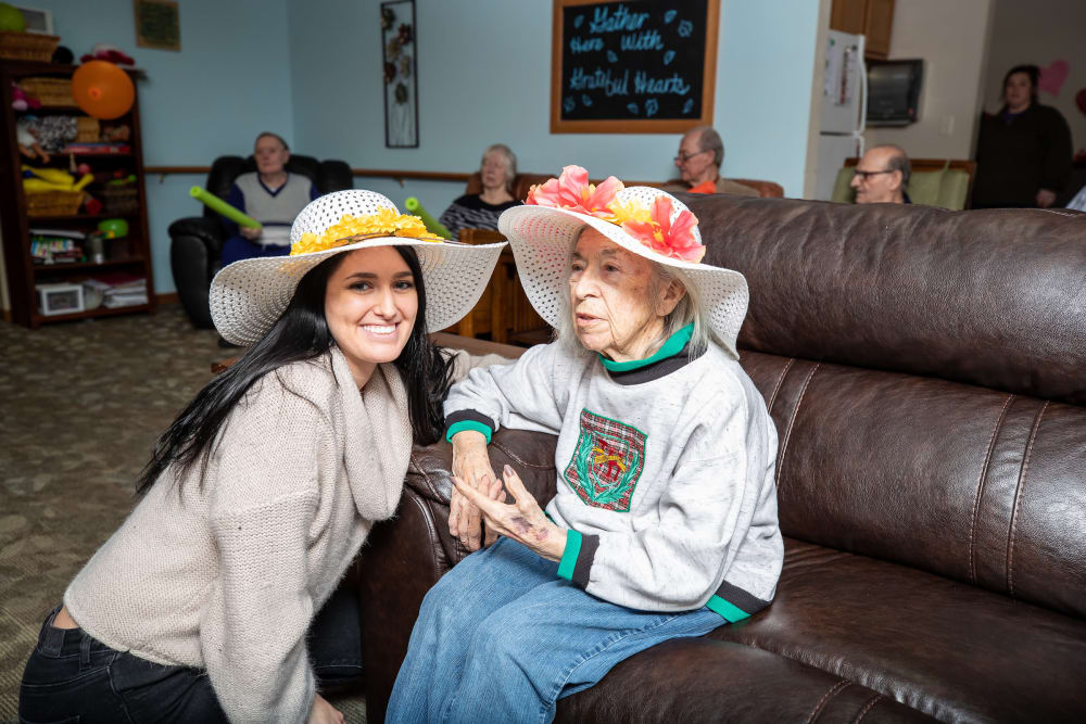 Fancy hat day at Parker Place in Parkersburg, Iowa