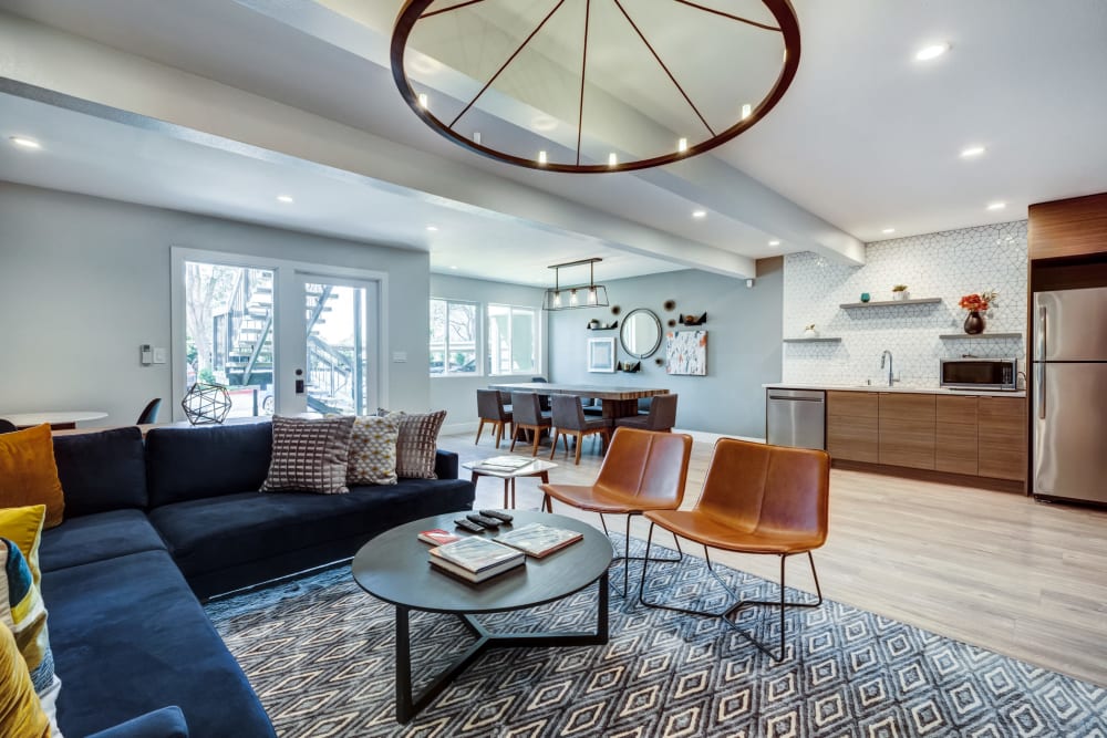 Clubhouse and leasing office interior at Sofi Union City in Union City, California