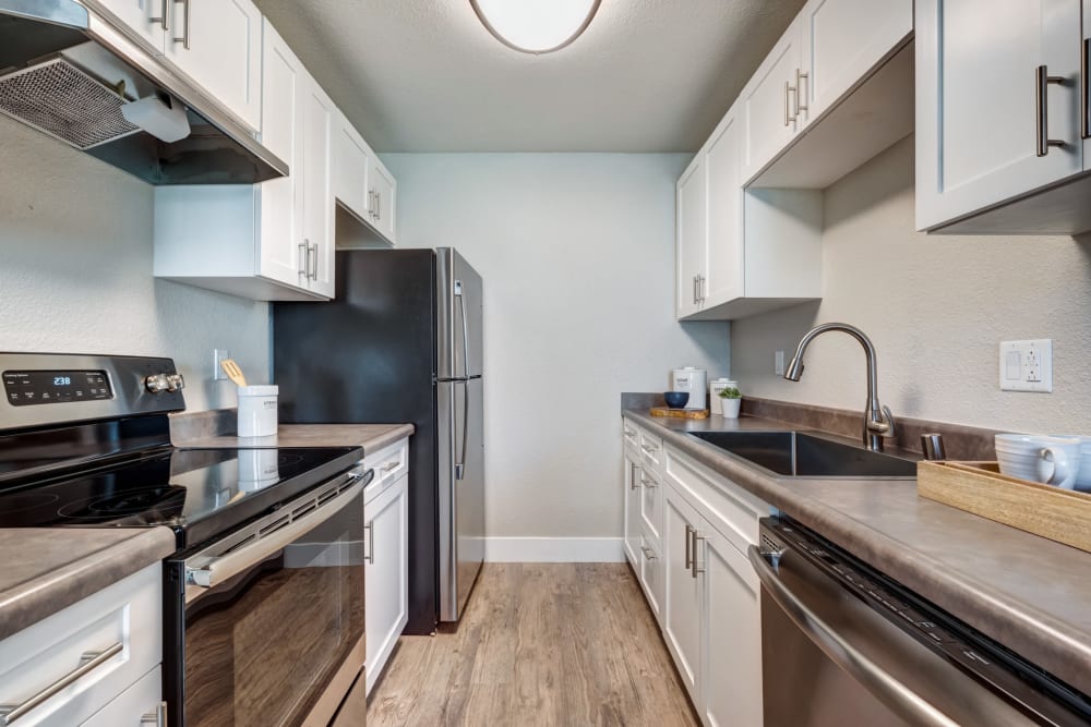 Kitchen featuring many modern amenities at Sofi Union City in Union City, California