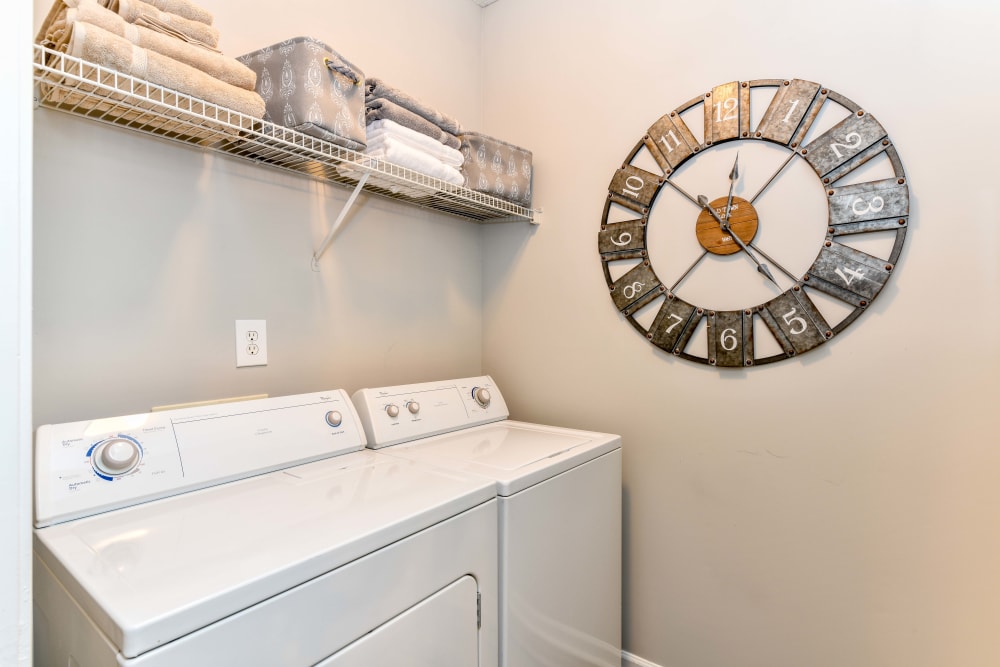 Full-size washer and dryer in a model home at 860 South in Stockbridge, Georgia
