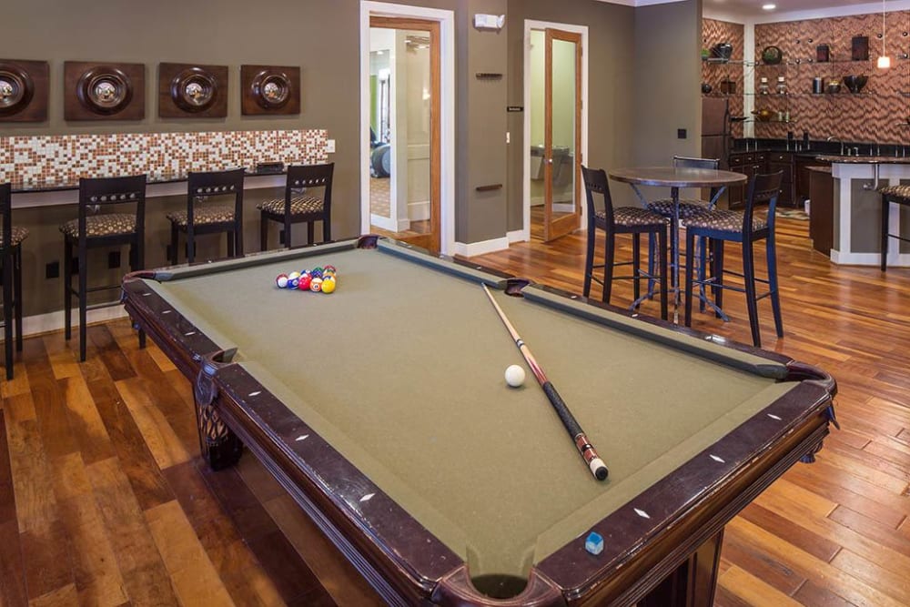 Billiards table in the clubhouse lounge at The Preserve at Greison Trail in Newnan, Georgia