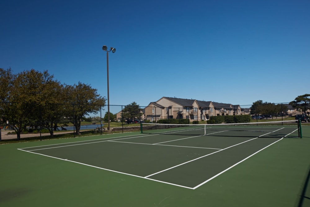 Tennis court with lighting at Lakeside Terraces in Sterling Heights, Michigan