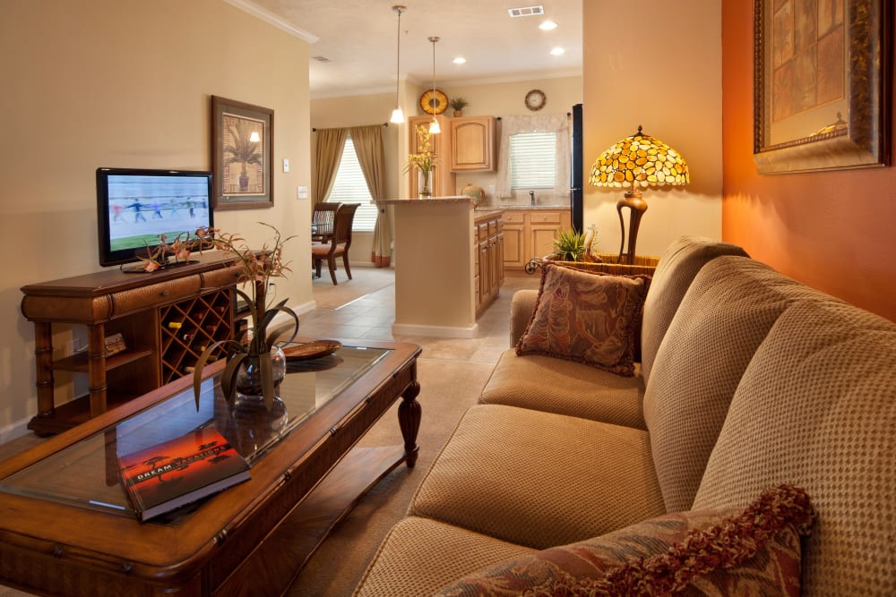 Warm living room at Keys Lake Villas in Key Largo, Florida