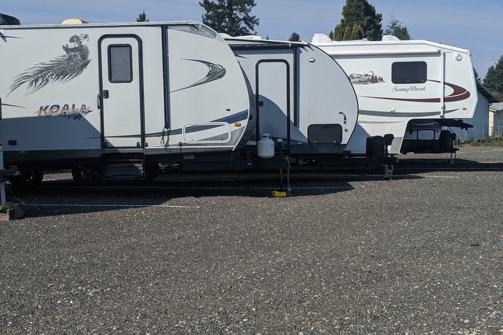RVs stored at I-205 Mini Storage in Vancouver, Washington