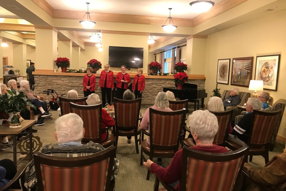 Singers performing at Edencrest at Green Meadows in Johnston, Iowa