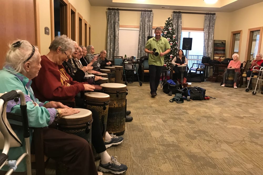 Drum class at Edencrest at Green Meadows in Johnston, Iowa