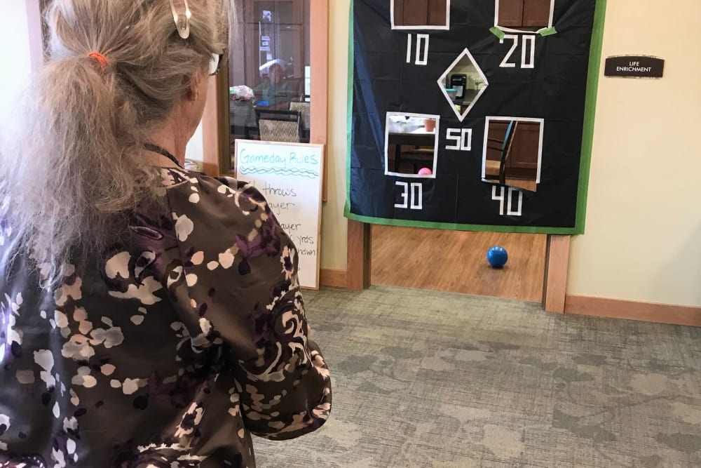 Staff playing a game at Edencrest at Green Meadows in Johnston, Iowa