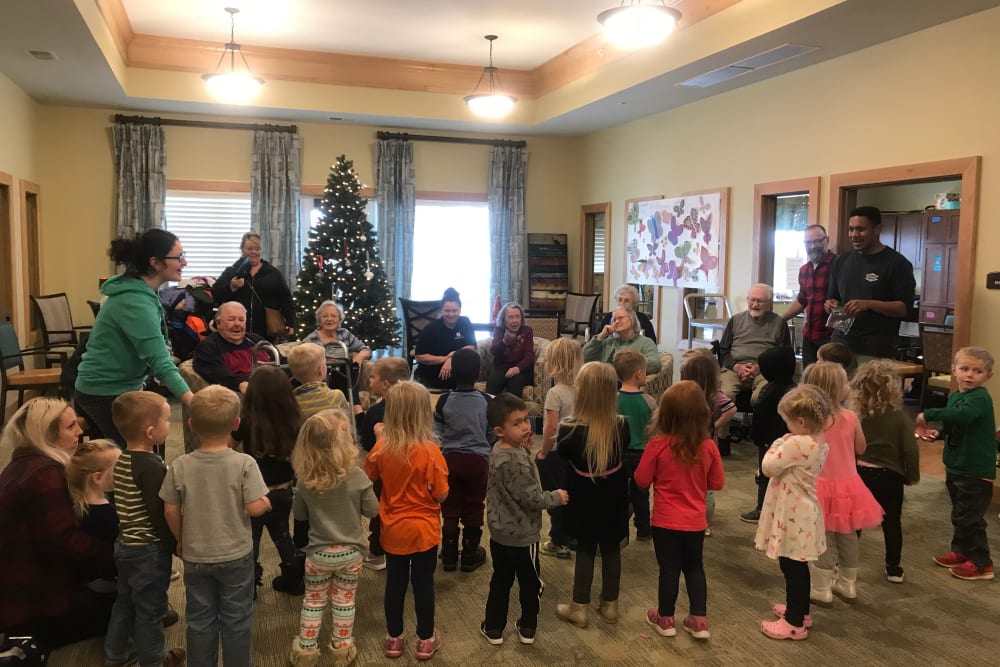 Residents and guests celebrating Christmas at Edencrest at The Legacy in Norwalk, Iowa