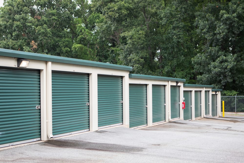 outdoor green units at AAA Self Storage at Willard Dairy Rd in High Point, North Carolina