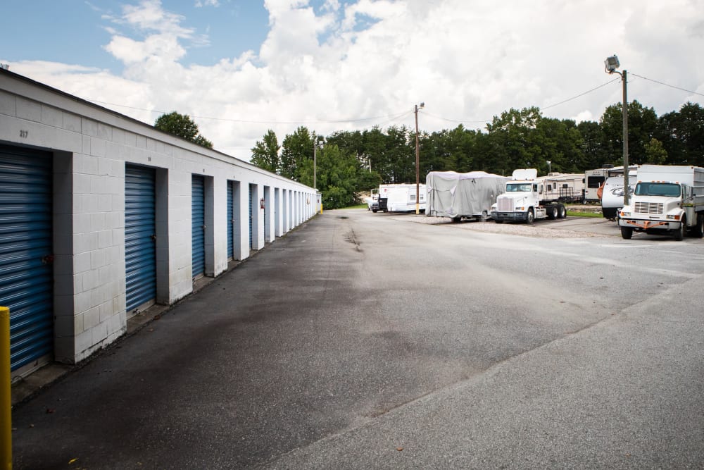 long driveway at AAA Self Storage at High Point Rd in High Point, North Carolina