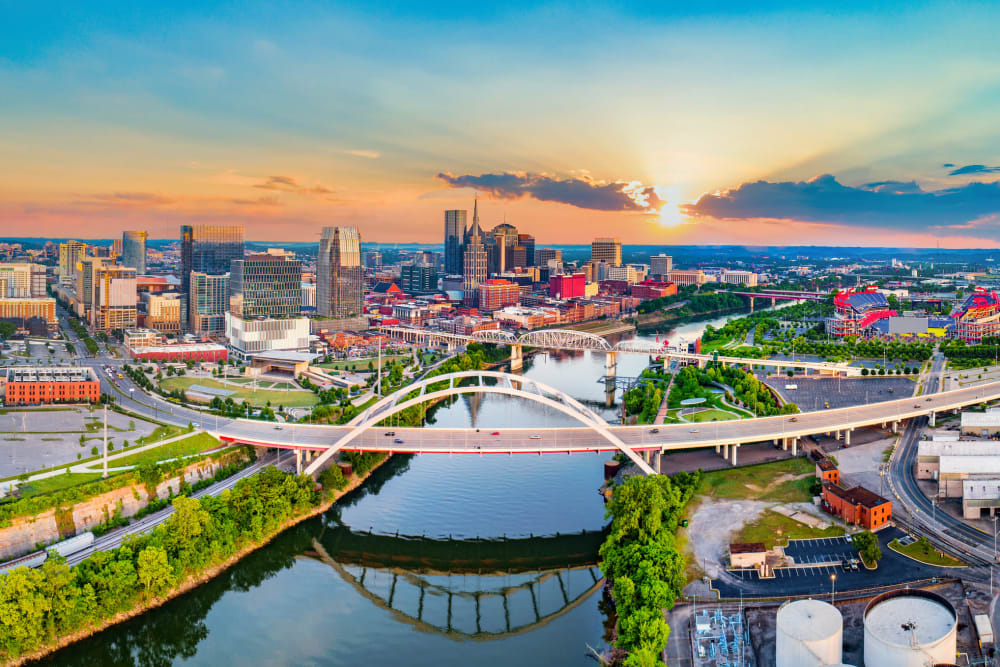 aerial view of Nashville, Tennessee near City View Apartments